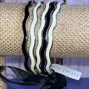 White House Black Market Black and Cream Wavy Bangles NWT